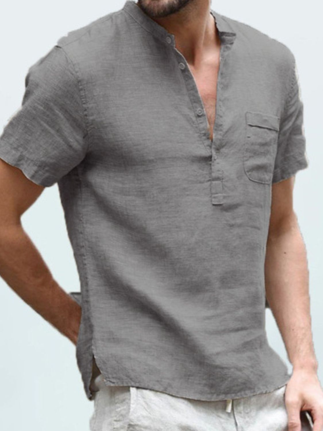 Men's Full Size Half Button Short Sleeve Polo Plus Size - Clothes For Her Online Store