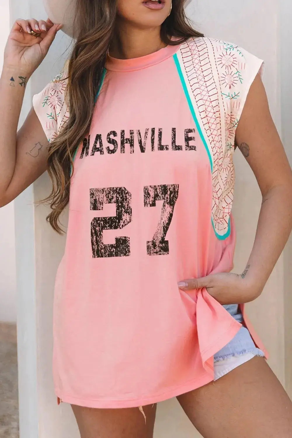 NASHVILLE Printed Patchwork Tank - Clothes For Her Online Store