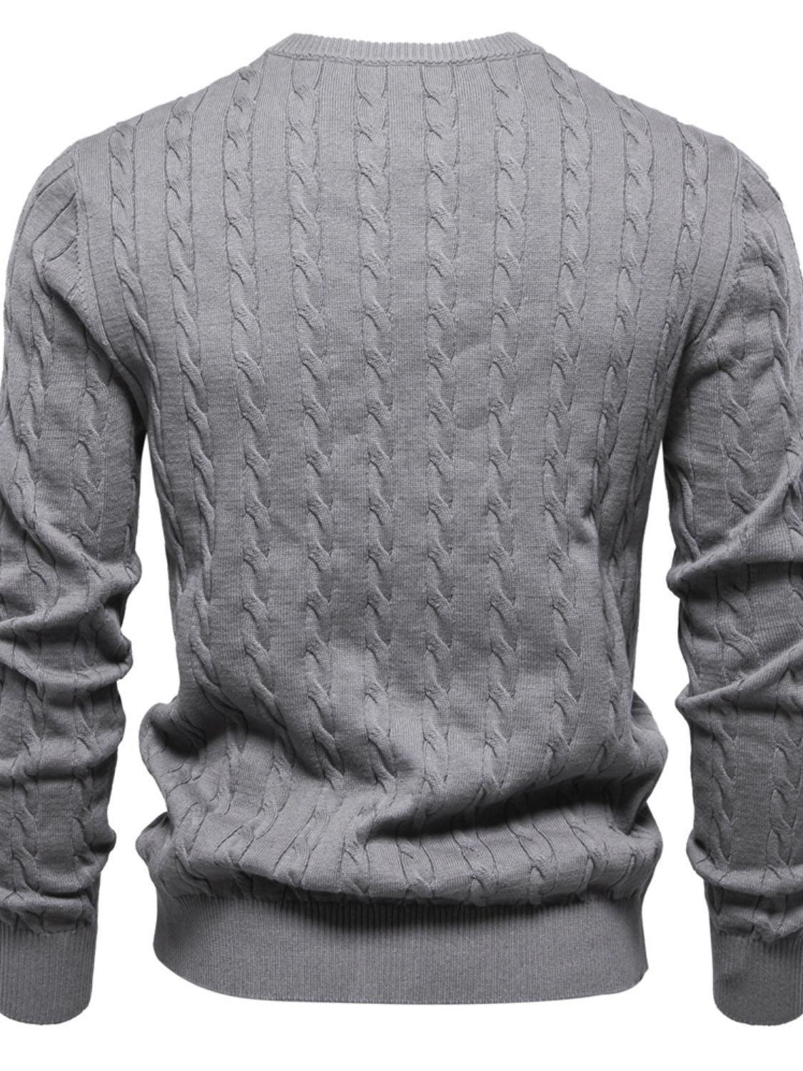 Men's Cable-Knit Round Neck Long Sleeve Sweater - Clothes For Her Online Store