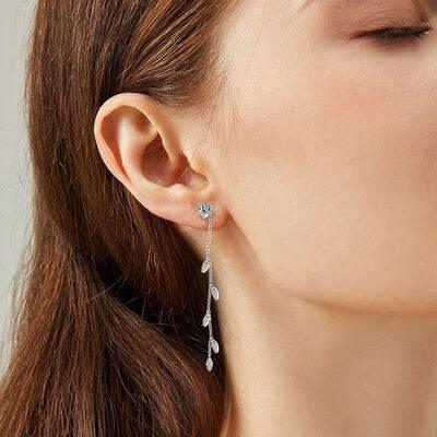 1.38 Carat Moissanite 925 Sterling Silver Leaf Earrings - Clothes For Her Online Store