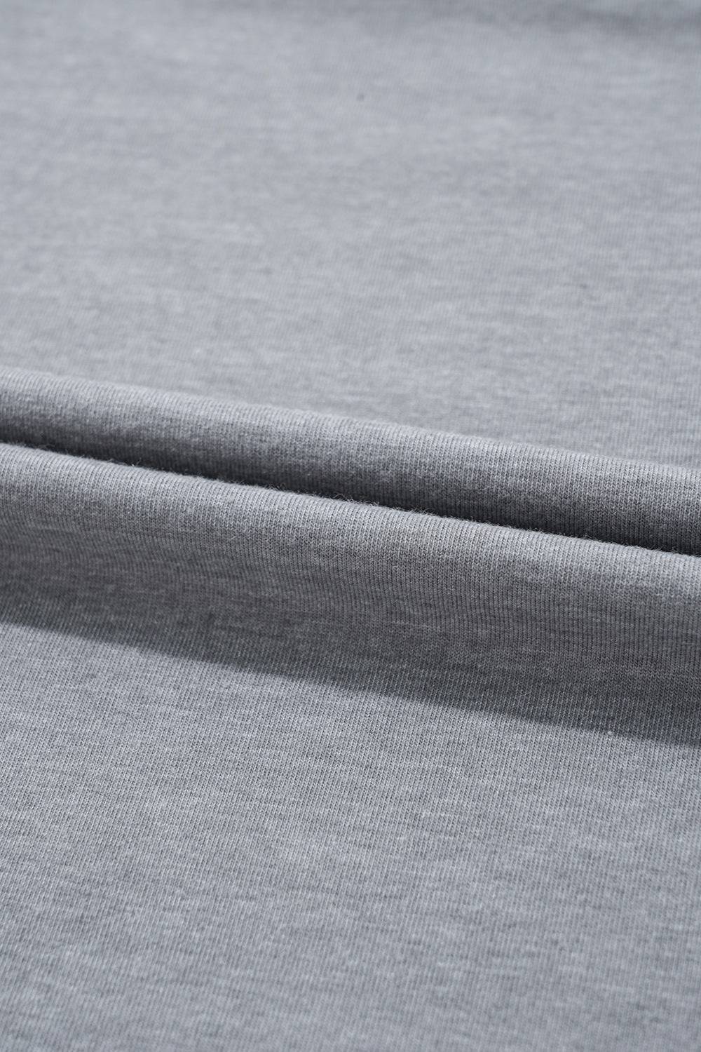 HOPPY Chenille Patch Round Neck Short Sleeve T-Shirt - Clothes For Her Online Store