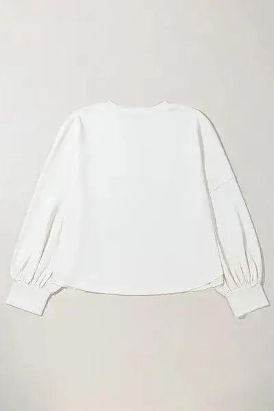 Plus Size Studded Star Round Neck Long Sleeve Blouse - Clothes For Her Online Store