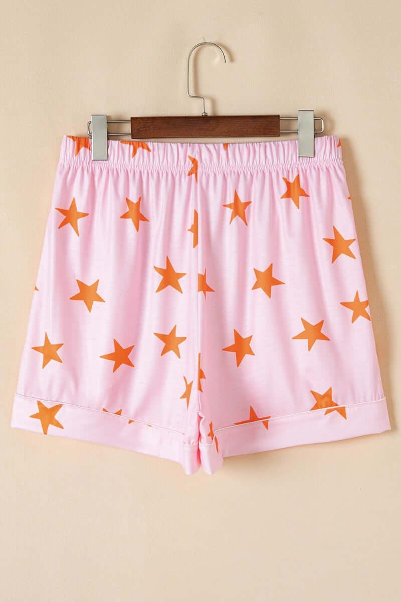 Star Print Short Sleeve Shirt and Shorts Set - Clothes For Her Online Store