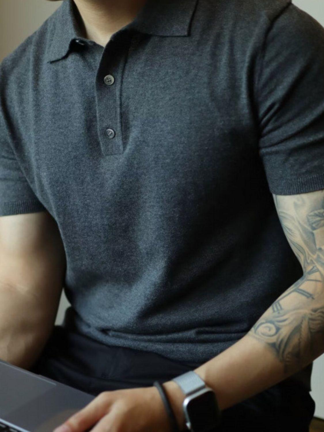 Men's Plus Size Button Detail Short Sleeve Polo - Clothes For Her Online Store