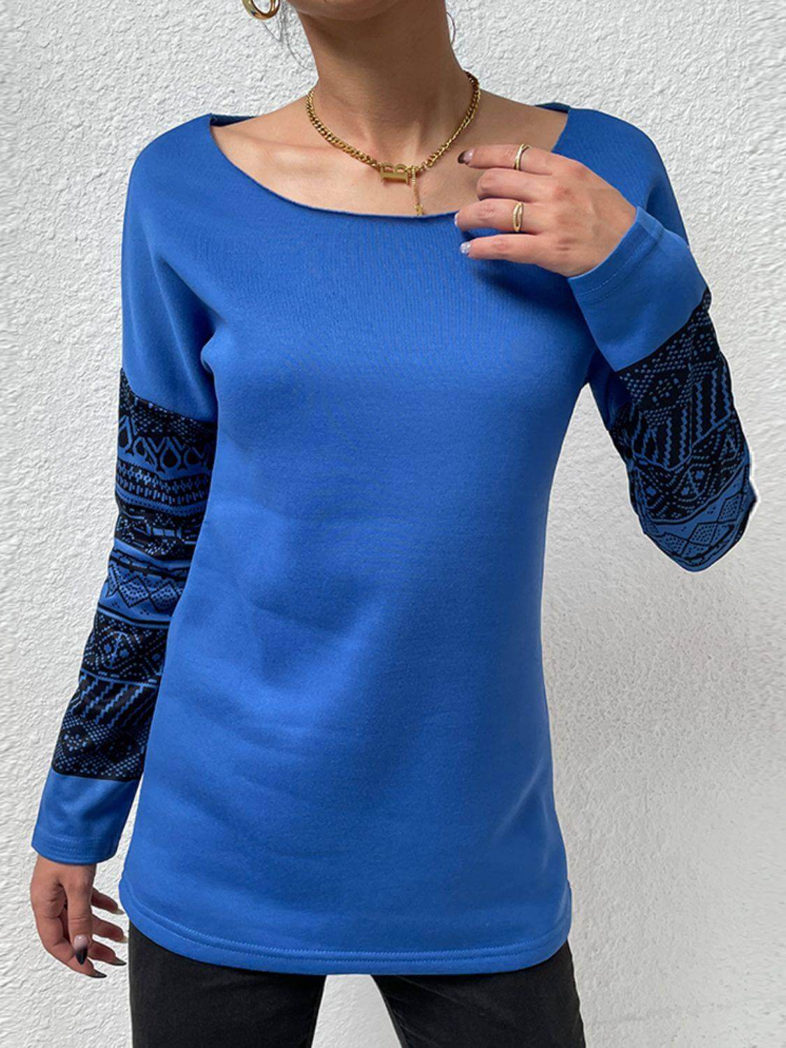 Shiny Printed Drop Shoulder Tunic Top - Clothes For Her Online Store