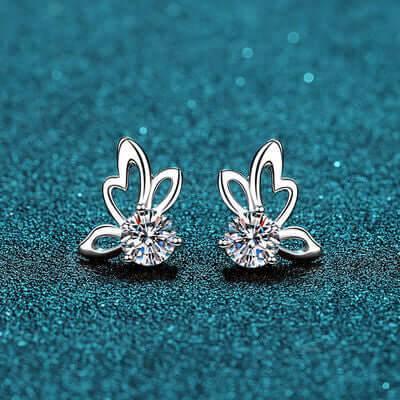 1 Carat Moissanite Butterfly Shape Earrings - Clothes For Her Online Store