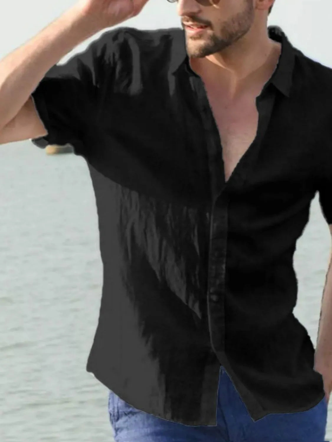 Men's Full Size Button Up Short Sleeve Shirt Plus Size