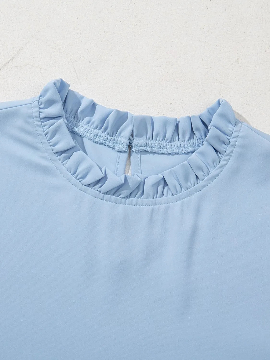 Frill Solid Round Neck Half Sleeve Blouse