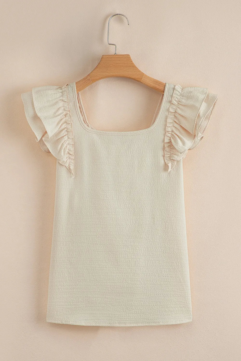 Bow Back Ruffled Cap Sleeve Blouse