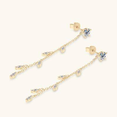 1.38 Carat Moissanite 925 Sterling Silver Leaf Earrings - Clothes For Her Online Store