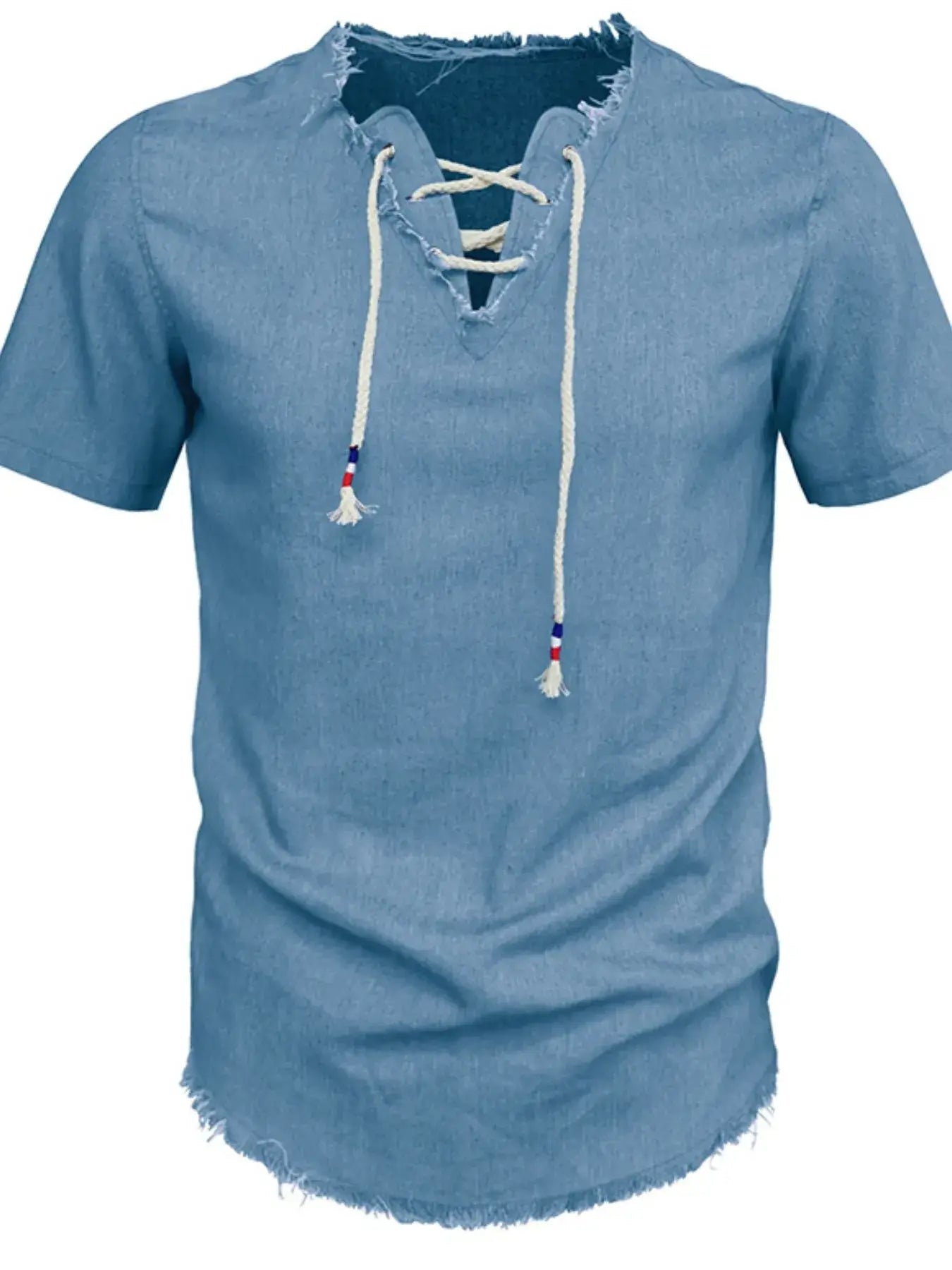 Men's Full Size Classic Raw Hem Short Sleeve Denim Top Plus Size