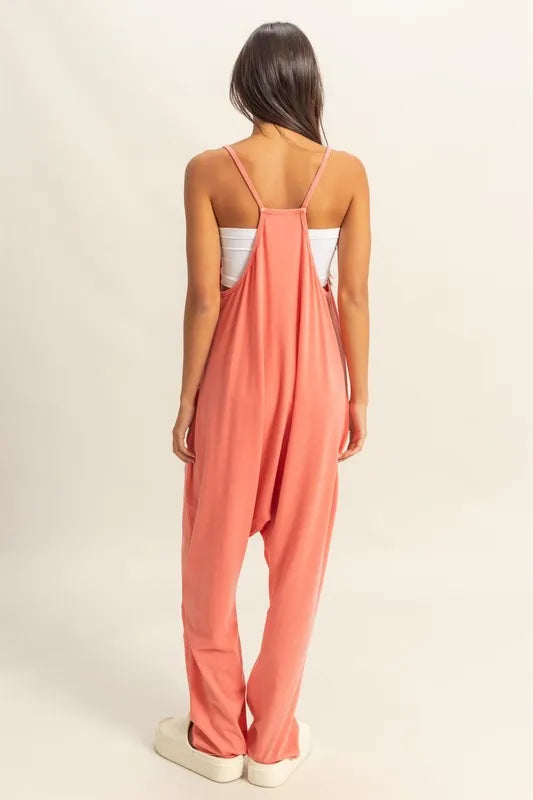 HYFVE Relaxed Fit Mineral Washed Overalls with Pockets - Clothes For Her Online Store