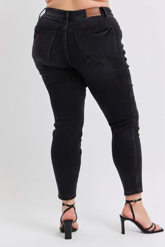Judy Blue Full Size Midi Rise Tummy Control Skinny Jeans Plus Size