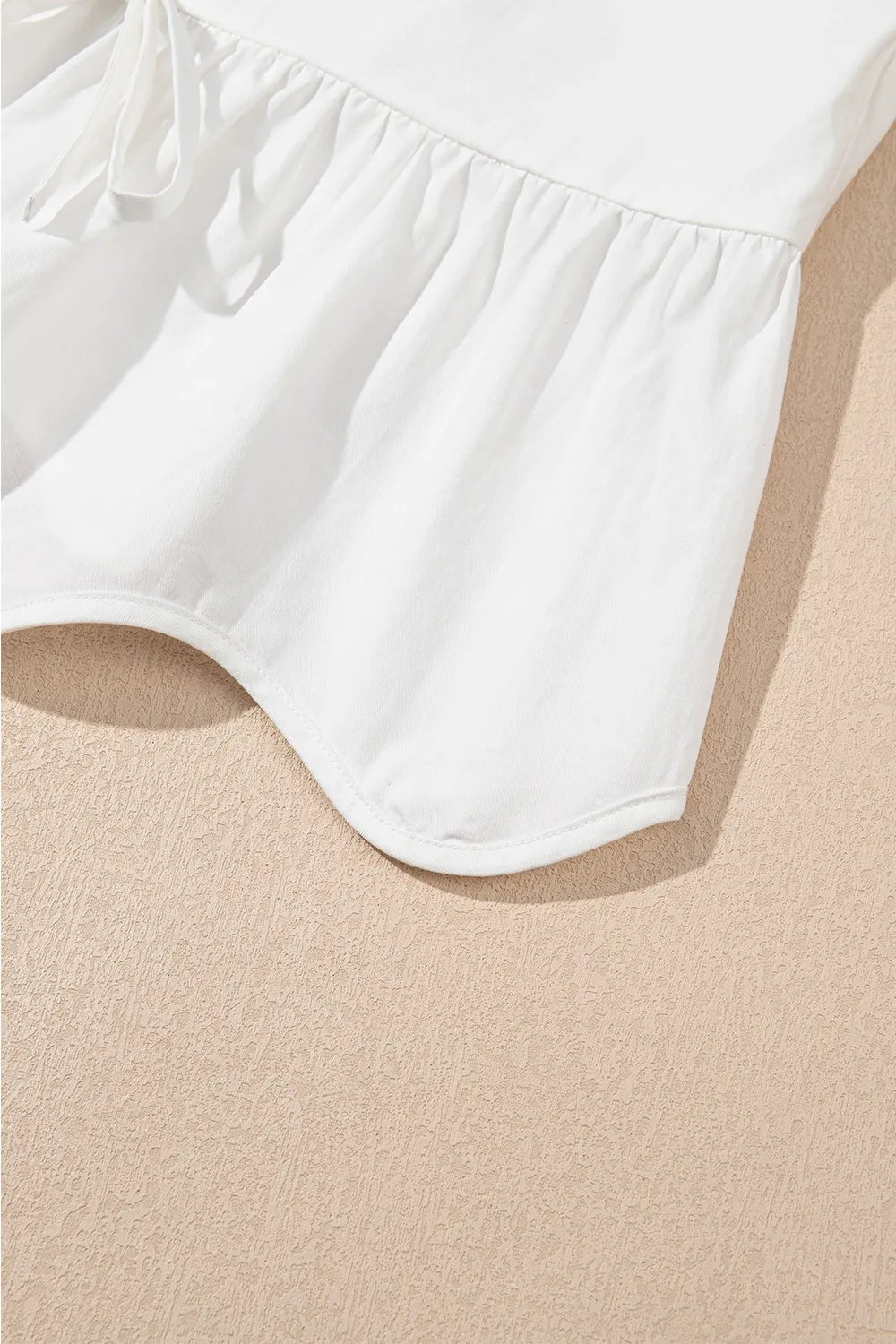 Bow Knot Decor Square Neck Puff Sleeve Peplum Top
