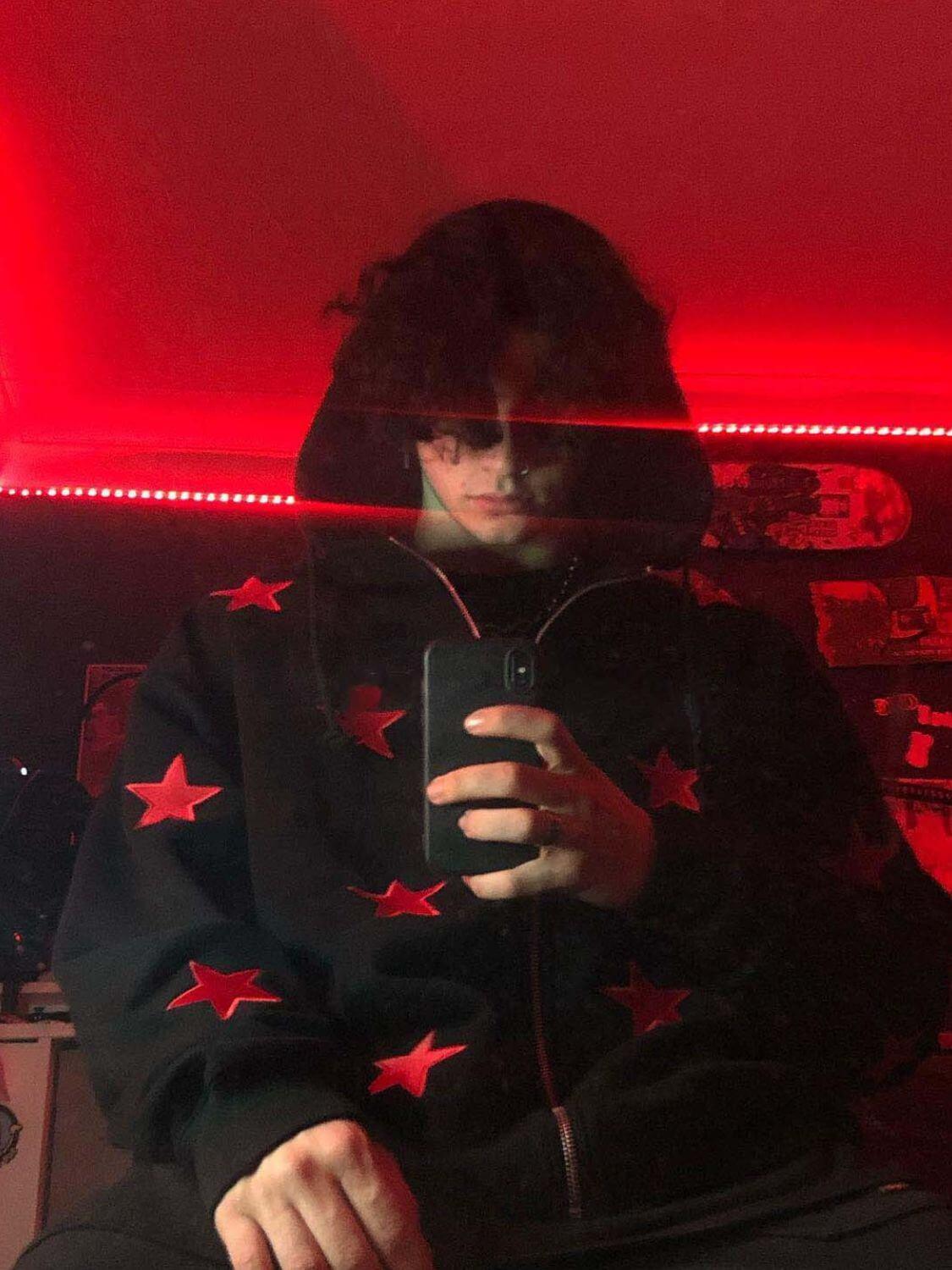 Men's Contrast Star Hooded Zip Up Hoodie - Clothes For Her Online Store