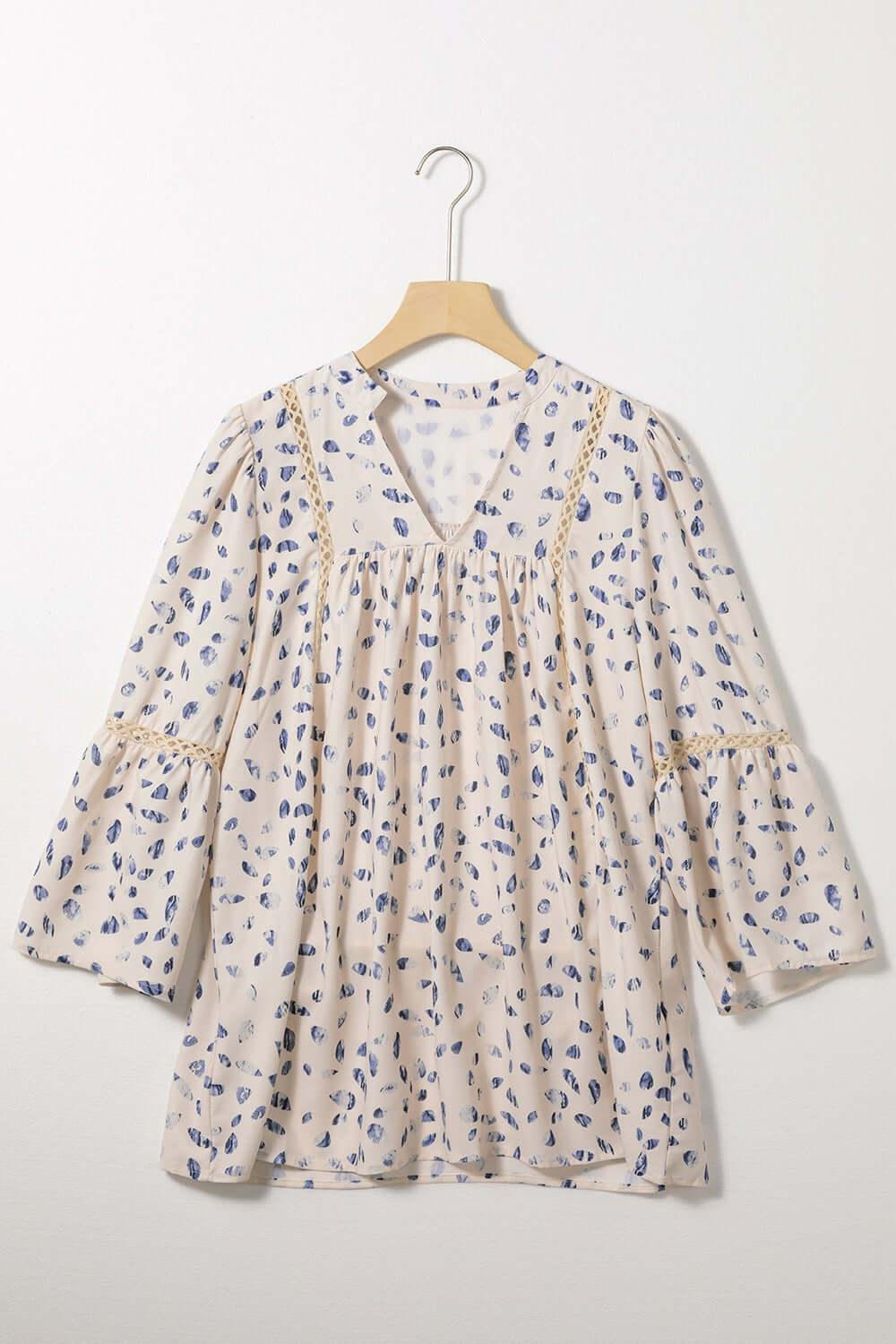 Hollowed Lace Trim Babydoll Blouse - Clothes For Her Online Store