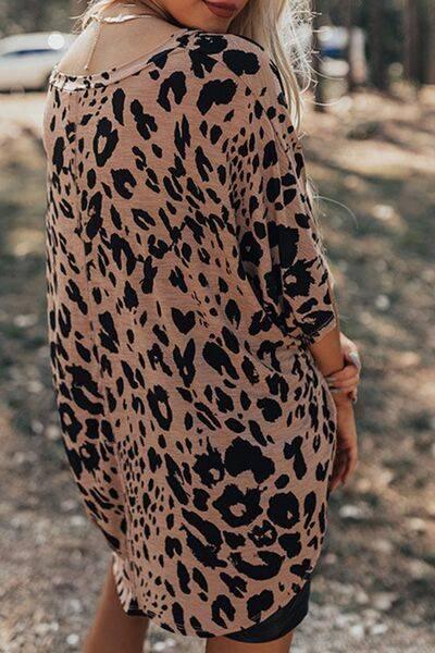 Leopard V-Neck Half Sleeve T-Shirt - Clothes For Her Online Store