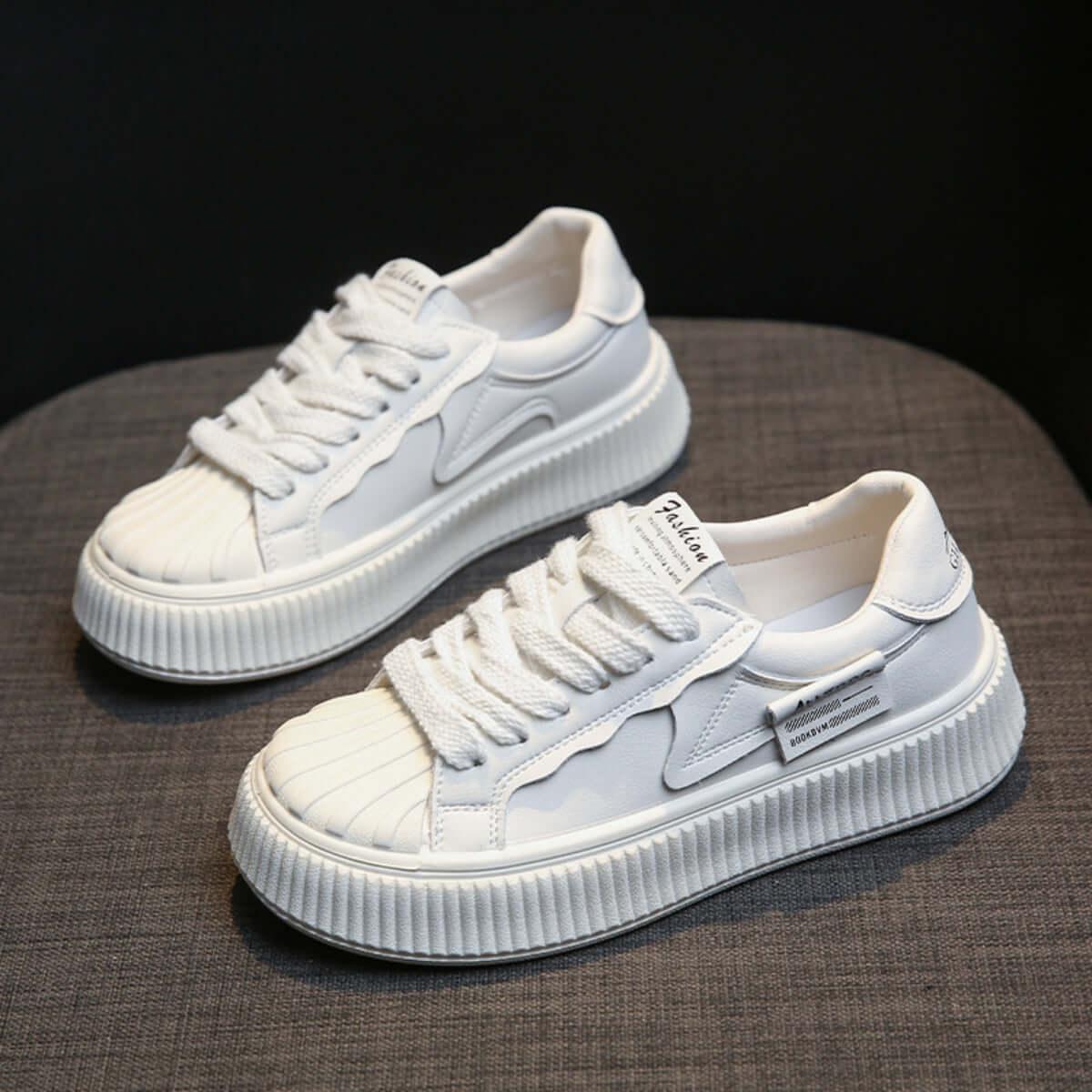 Lace Up Round Toe Platform Sneakers - Clothes For Her Online Store