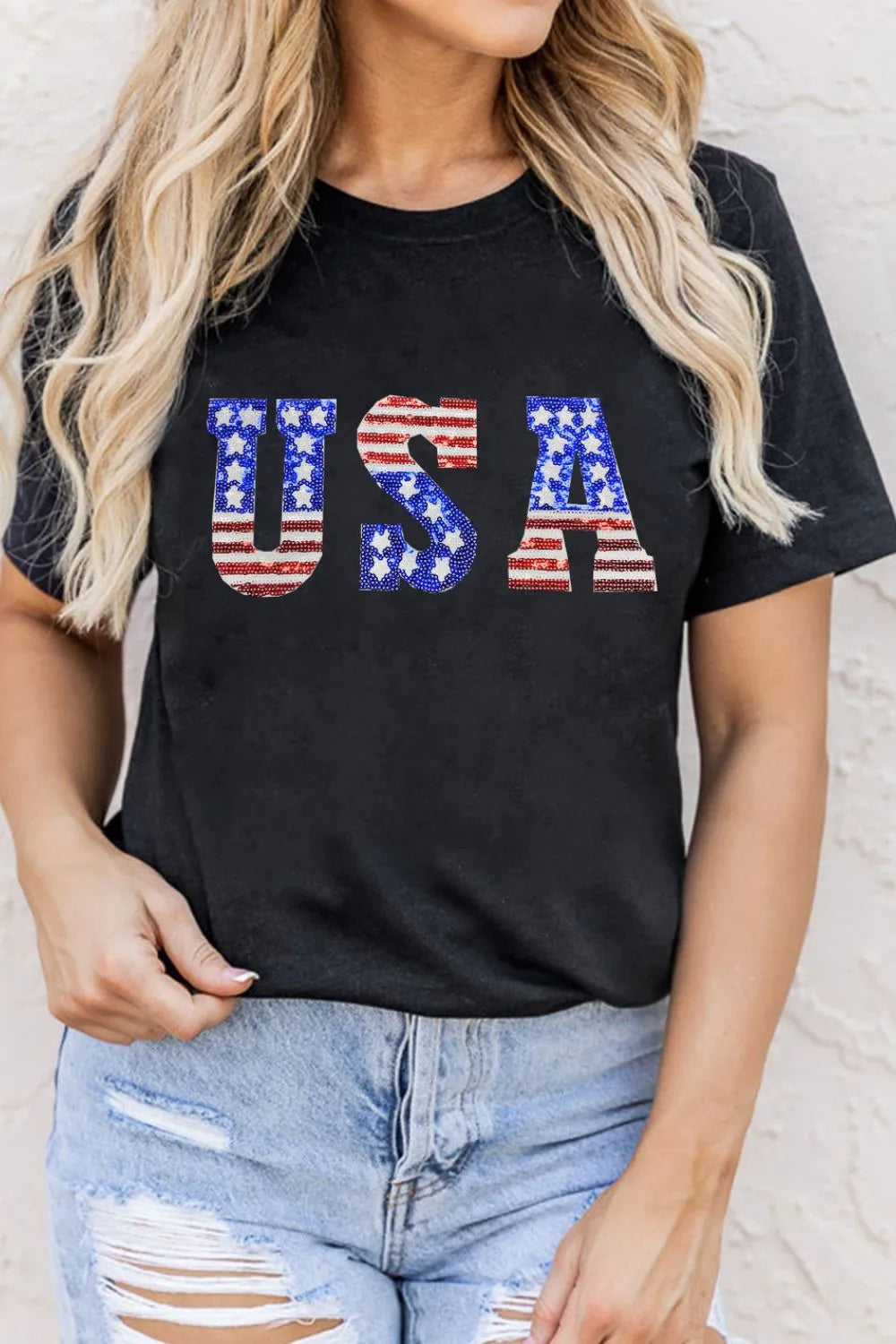 USA Round Neck Short Sleeve T-Shirt