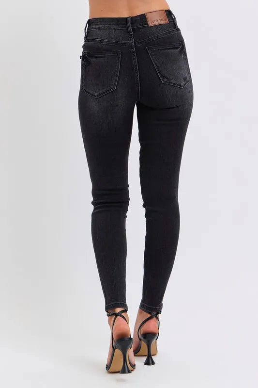 Judy Blue Full Size Midi Rise Tummy Control Skinny Jeans Plus Size