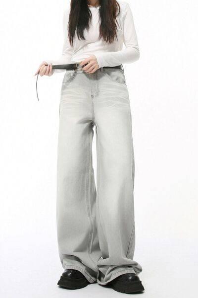 Wide Leg Jeans with Pockets - Clothes For Her Online Store