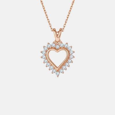 Moissanite 925 Sterling Silver Heart Pendant Necklace - Clothes For Her Online Store
