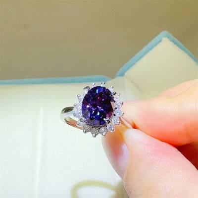 2 Carat 925 Sterling Silver Oval Moissanite Ring - Clothes For Her Online Store