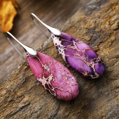 Teardrop Shape Natural Stone Dangle Earrings - Clothes For Her Online Store
