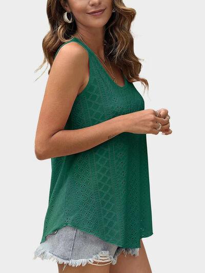 Florira Eyelet Round Neck Tank - Clothes For Her Online Store