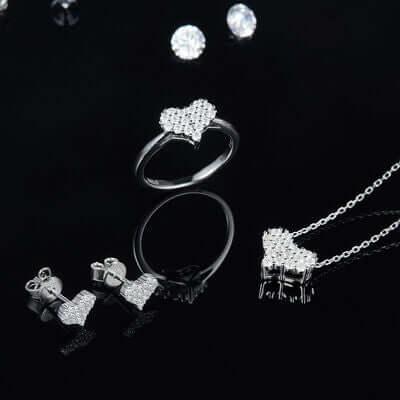 Moissanite 925 Sterling Silver Heart Necklace - Clothes For Her Online Store
