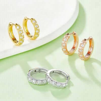 Moissanite 925 Sterling Silver Huggie Earrings - Clothes For Her Online Store
