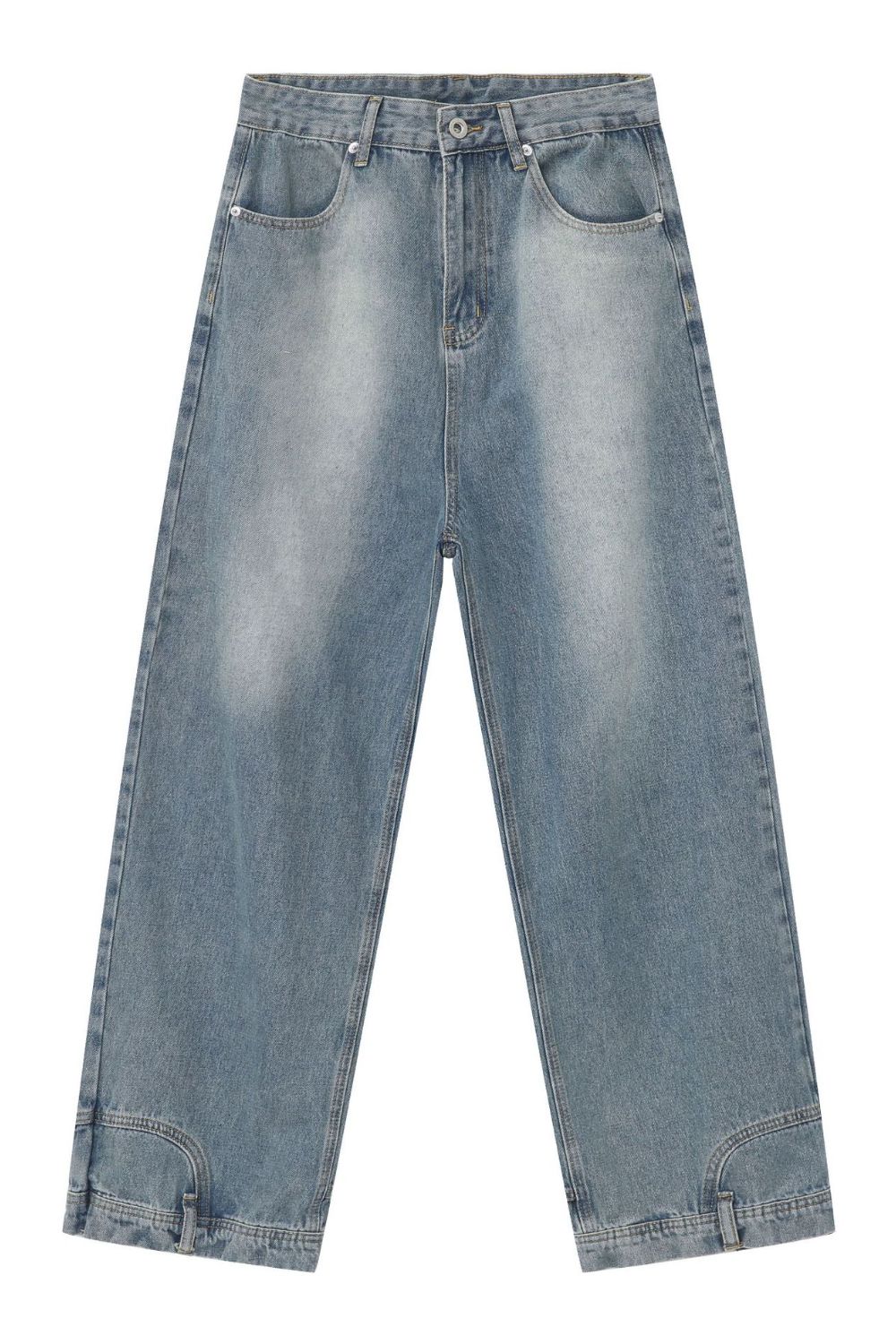 Men's Washed Loose Jeans with Pockets - Clothes For Her Online Store