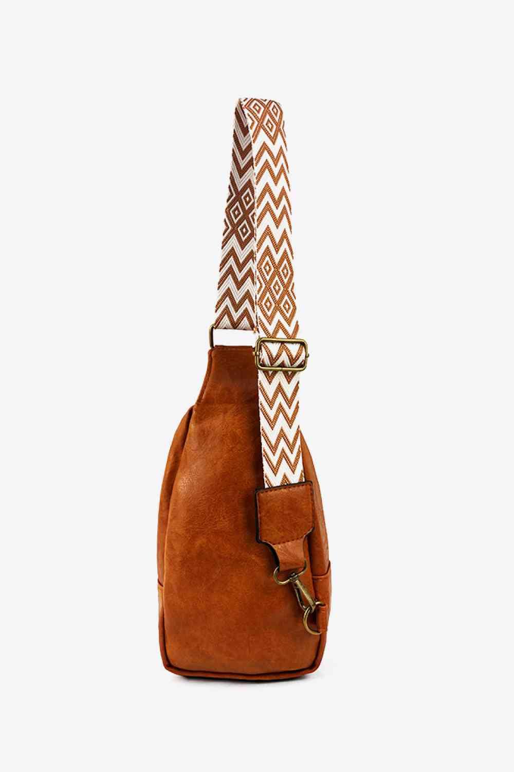 Random Pattern Adjustable Strap PU Leather Sling Bag - Clothes For Her Online Store