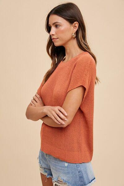 Annie Wear Round Neck Short Sleeve Sweater - Clothes For Her Online Store