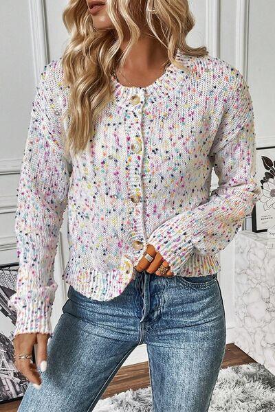 Confetti Button Up Long Sleeve Cardigan - Clothes For Her Online Store