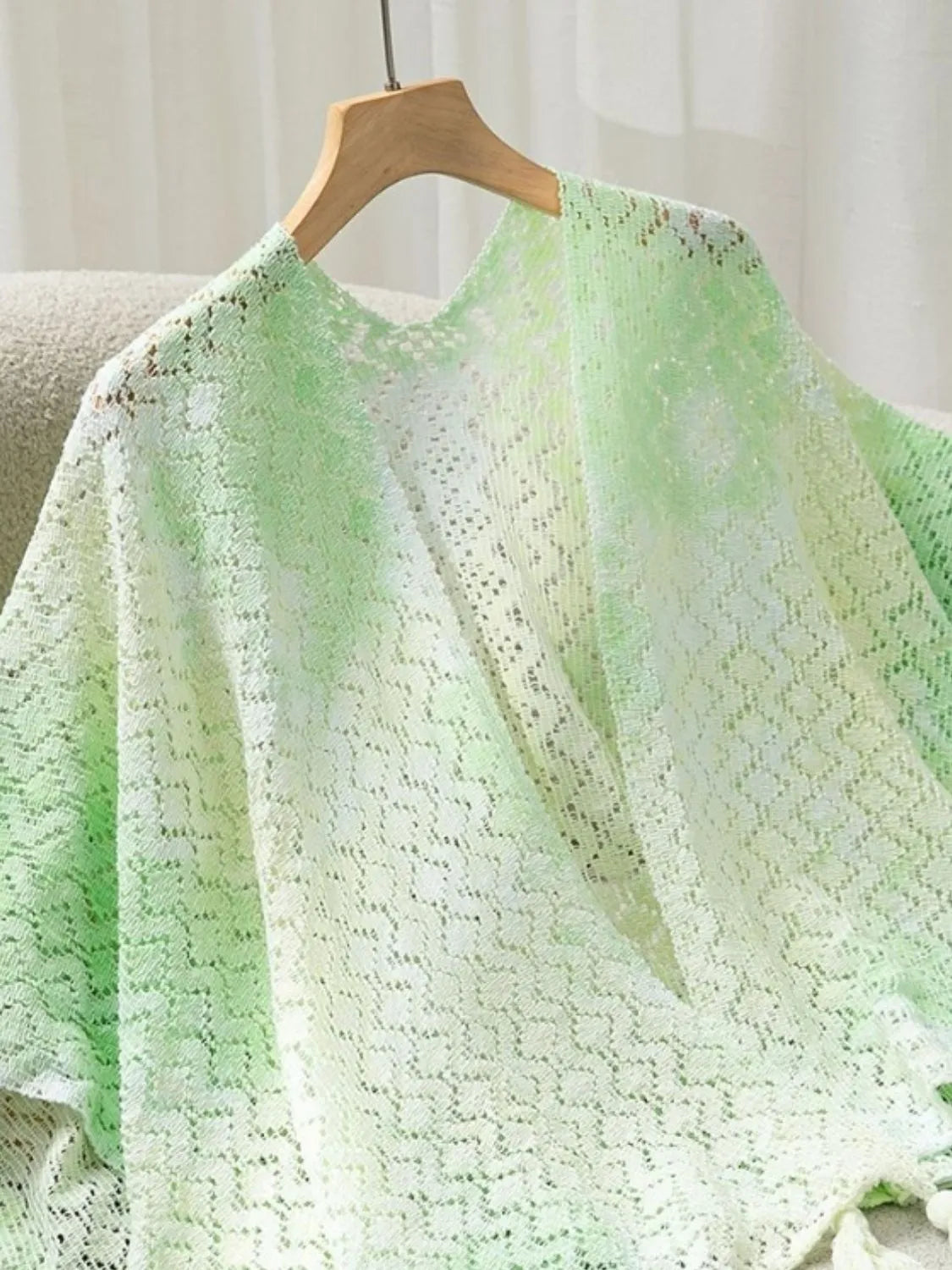 Openwork Tassel Gradient Knit Cover Up