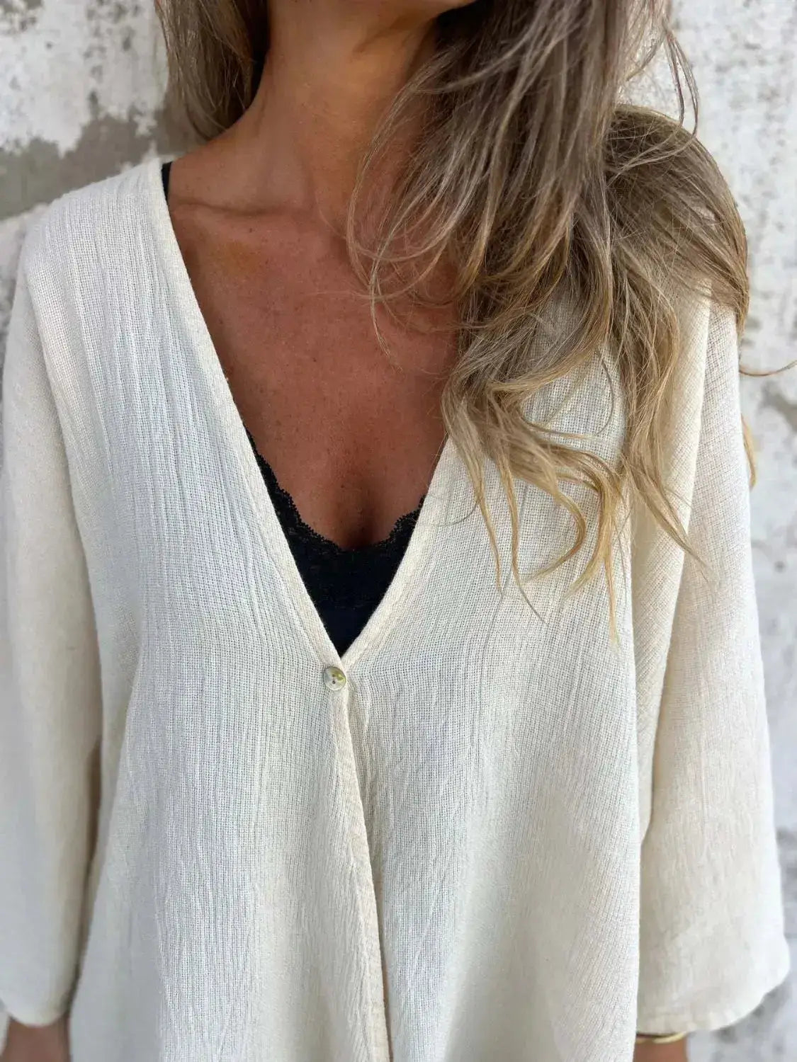 Full Size One Button Long Sleeve Shirt Plus Size - Clothes For Her Online Store