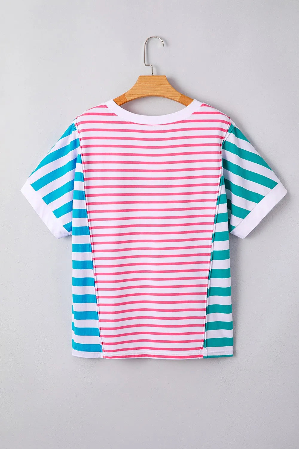 Color Block Striped Batwing Sleeve T-Shirt