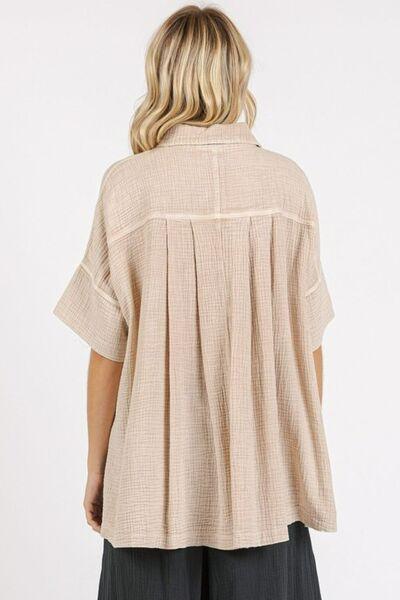 Mittoshop Mineral Wash Gauze Oversized Short Sleeve Shirt - Clothes For Her Online Store