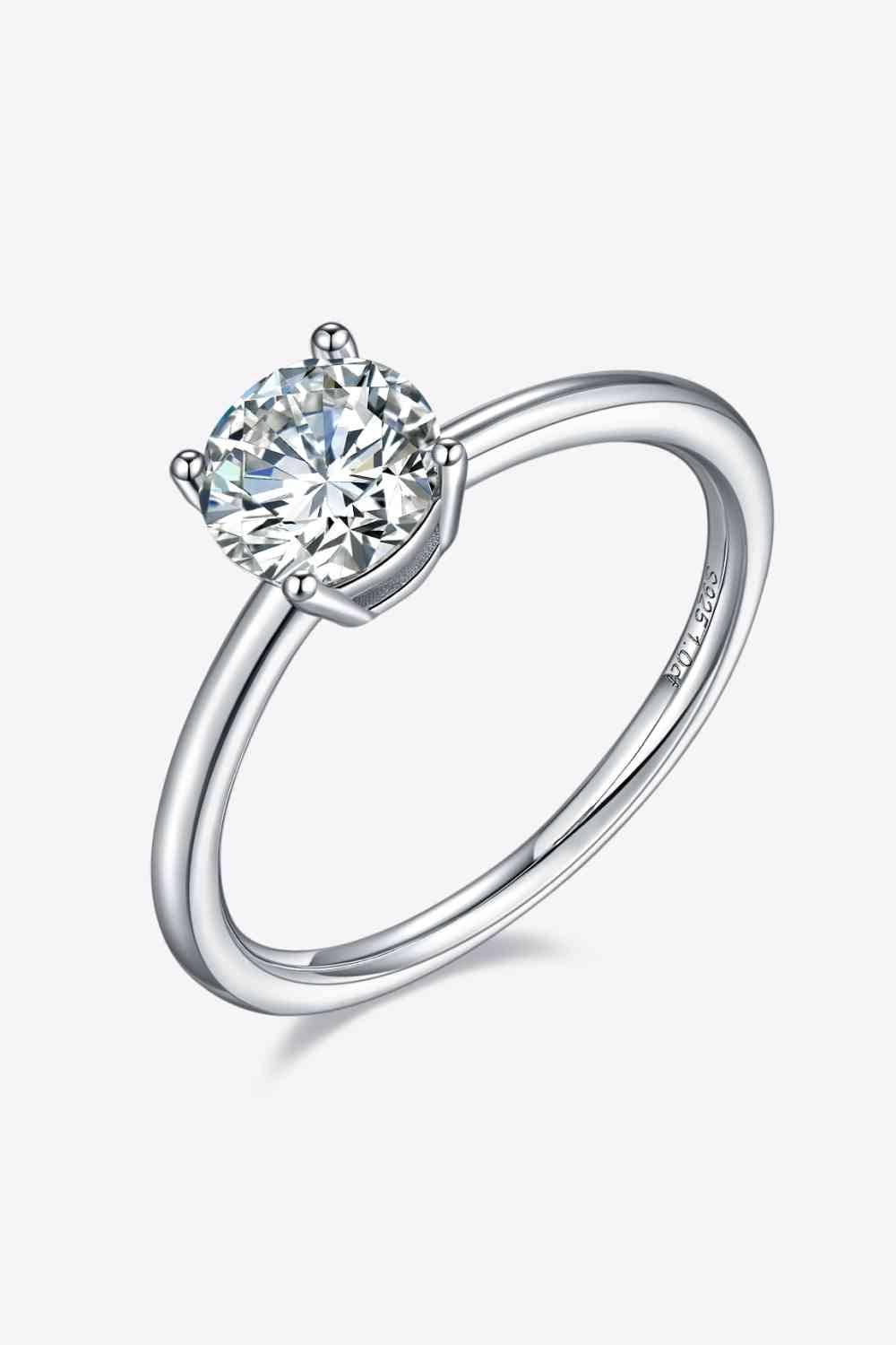1 Carat Moissanite 925 Sterling Silver Solitaire Ring - Clothes For Her Online Store