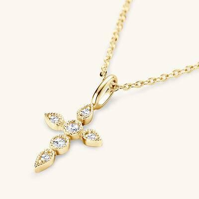 925 Sterling Silver Moissanite Cross Pendant Necklace - Clothes For Her Online Store