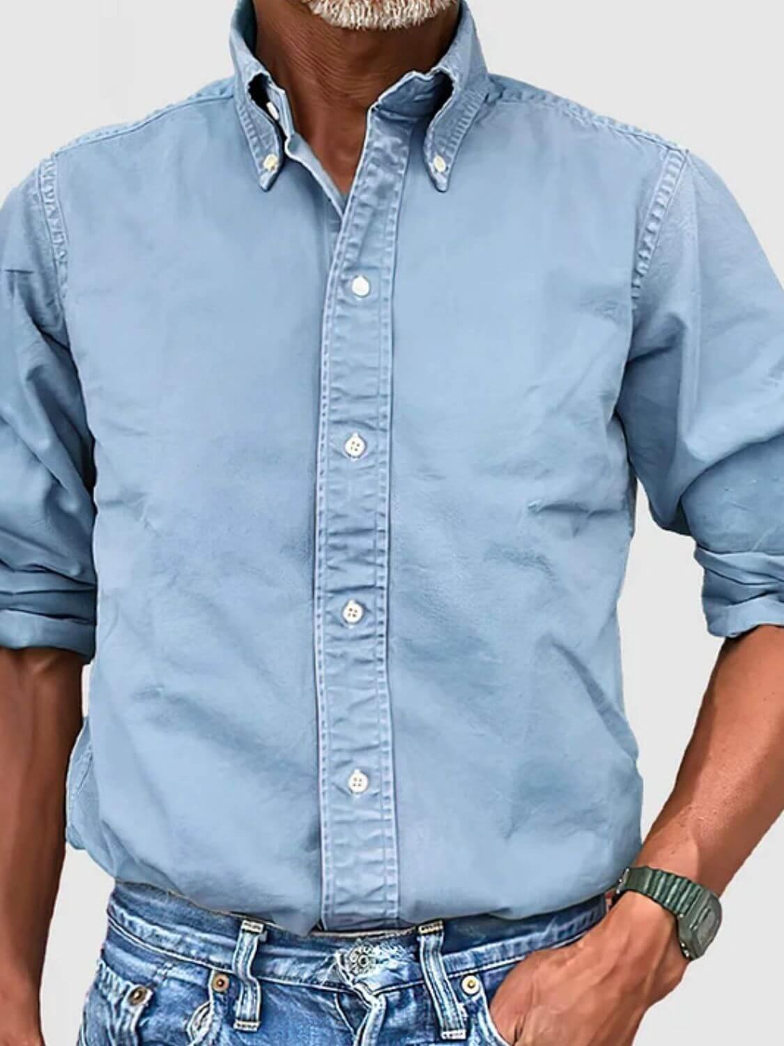 Men's Full Size Collared Neck Button Down Shirt Plus Size - Clothes For Her Online Store