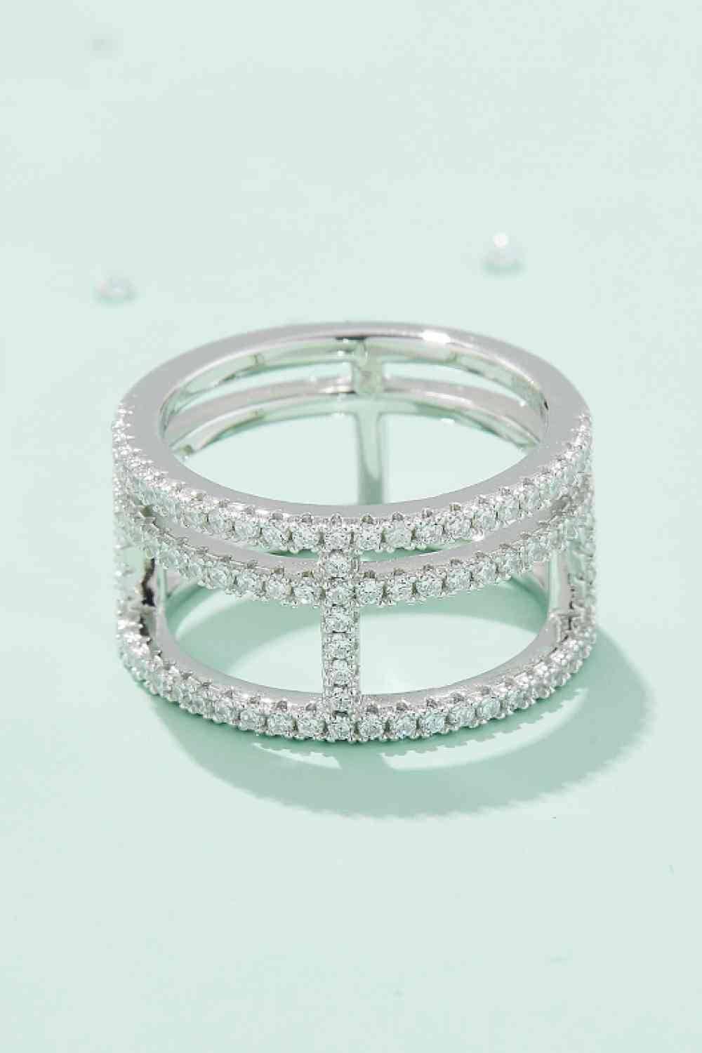 Adored Moissanite Cutout Wide Ring - Clothes For Her Online Store