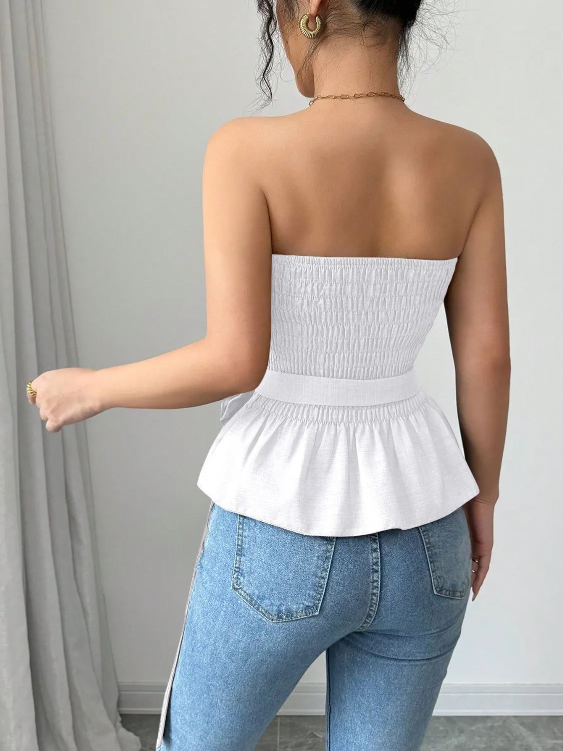 Flower Smocked Tube Top