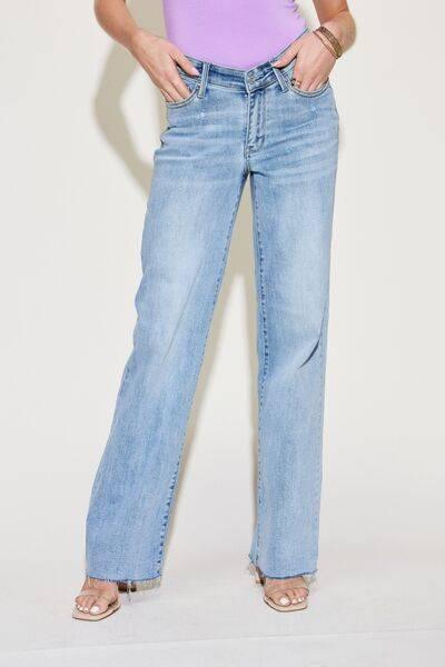 Judy Blue Full Size V Front Waistband Straight Jeans - Clothes For Her Online Store