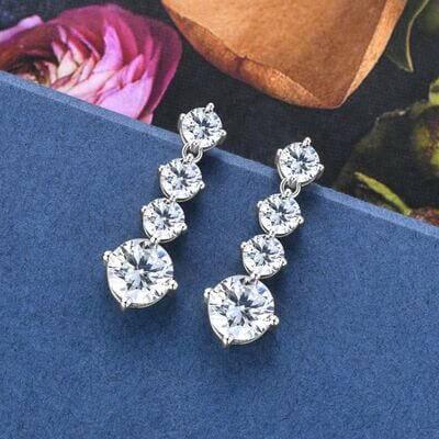 4 Carat Moissanite 925 Sterling Silver Earrings - Clothes For Her Online Store