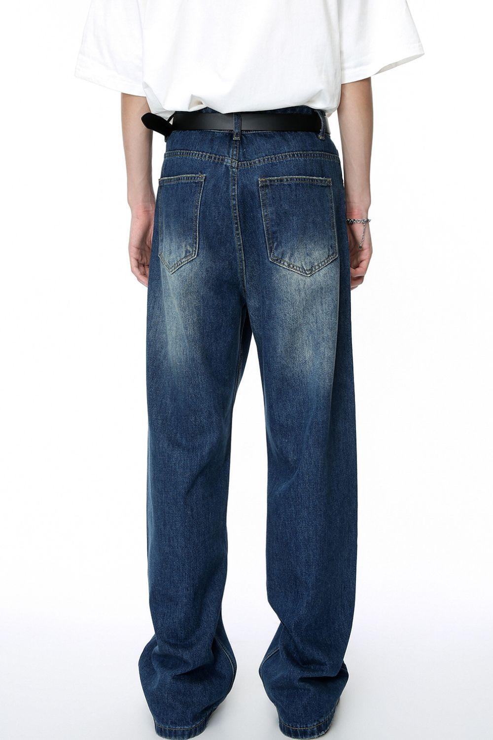 Men's Distressed Applique Straight Jeans - Clothes For Her Online Store