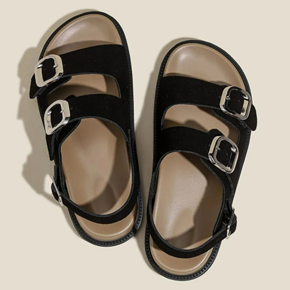 Open Toe Double Buckle Sandals