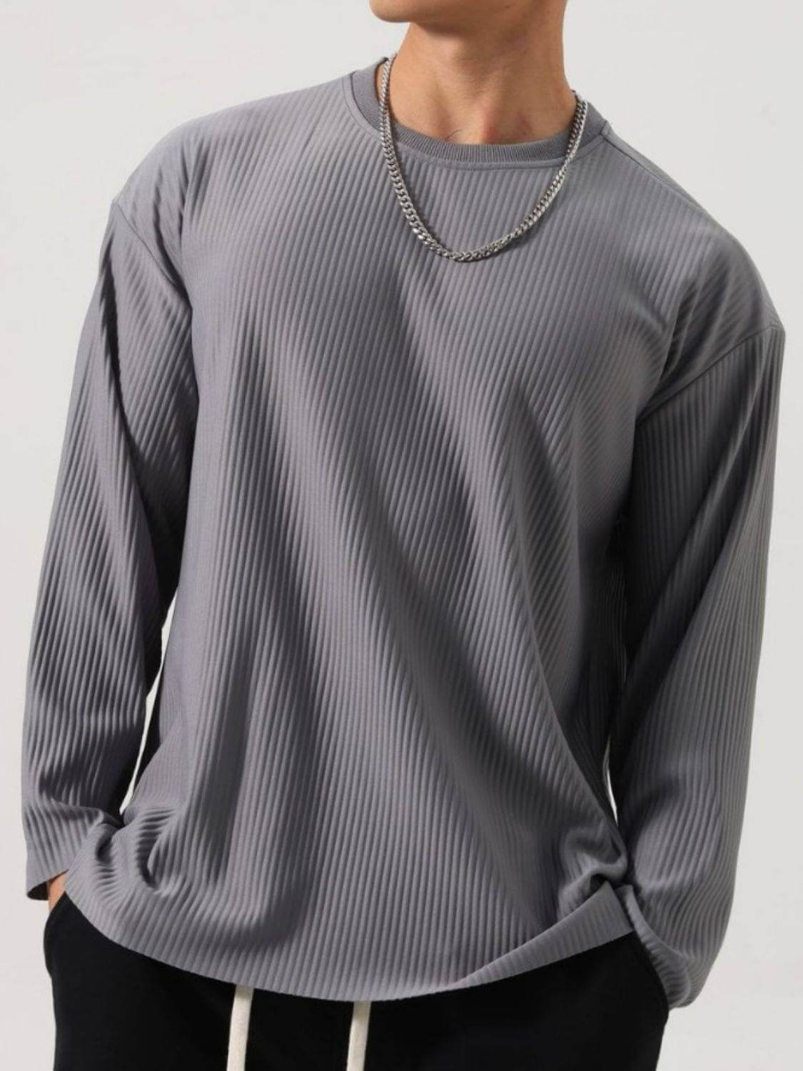Men's Plus Size Round Neck Long Sleeve T-Shirt