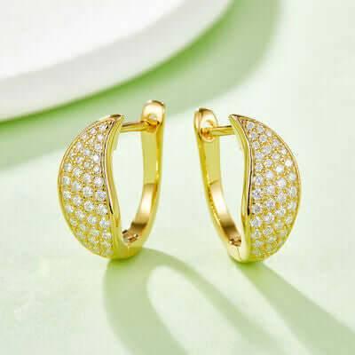 Moissanite 925 Sterling Silver Leaf Huggie Earrings - Clothes For Her Online Store
